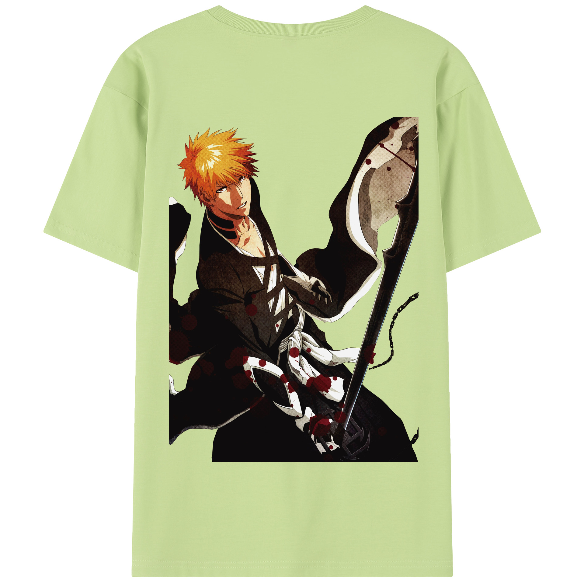 （画像用） ブリーチ 黒崎一護（くろさき いちご）BLEACH Kurosaki Ichigo 綿100％半袖Tシャツ（背面プリント）